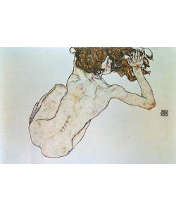 Egon Schiele, Kauernder Rücken-Akt. 1917