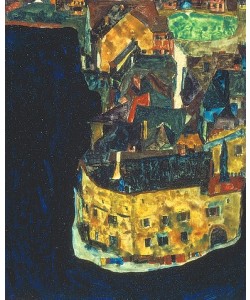 Egon Schiele, Stadt am blauen Fluss II., 1911.