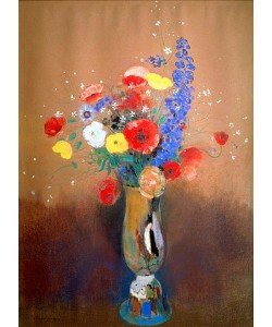 Odilon Redon, Feldblumenstrauss in hoher Vase.