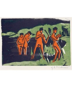 Ernst Ludwig Kirchner, Mit Schilf werfende Badende.