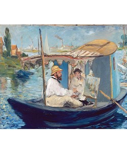 Édouard Manet, Die Barke. (Claude Monet in seinem schwimmenden Atelier). 1874