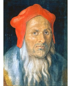 Albrecht Dürer, Bildnis eines bärtigen Mannes mit roter Haube. 1520.