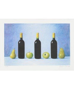 Scholz Andreas Blaues Stilleben/Obst (2000) (Lithographie, handsigniert)