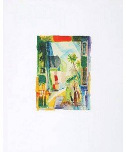 Macke August Gasse in Hilterfingen (1914) (Frequenzmodulierte Rastertechnik)