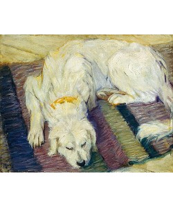 Franz Marc, Liegender Hund (Hundeportrait). 1909.