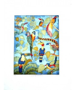 Fries Günther Vogelparadies (Radierung, handsigniert)