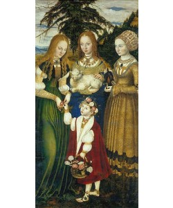 LUCAS CRANACH Der Ältere, Katharinen-Altar. Linker Seitenflügel: Die hll. Dorothea, Agnes und Kunigunde. 1506