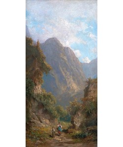 Carl Spitzweg, Hochgebirgstal mit heimkehrender Sennerin.