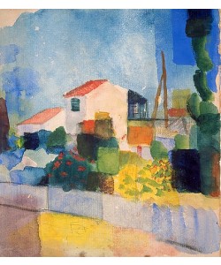 August Macke, Das helle Haus (1. Fassung). 1914