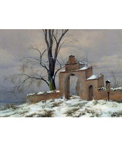 Caspar David Friedrich, Einsames Friedhofstor im Winter.