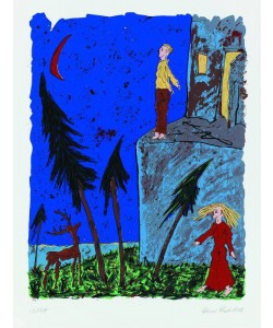 Reuber Werner Blick vom Balkon (Siebdruck, handsigniert)