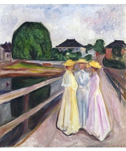 Edvard Munch, Drei Mädchen auf der Brücke. Um 1935