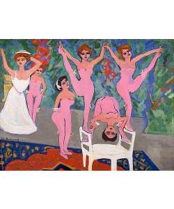 Ernst Ludwig Kirchner, Varietéparade - Parterreakrobatinnen. 1908.