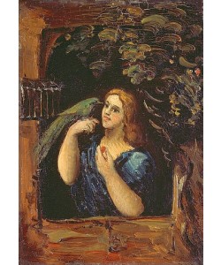 Paul Cézanne, Dame mit Papagei   1862/1864