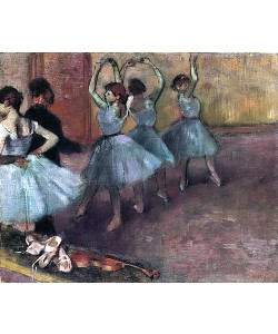 Edgar Degas, Blaue Tänzerinnen auf der Probenbühne. Um 1882