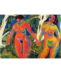 Ernst Ludwig Kirchner, Zwei nackte Frauen im Wald. 1909