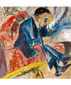 Ernst Ludwig Kirchner, Sitzender Mann auf Parkbank. 1917.