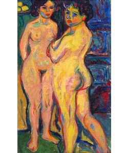 Ernst Ludwig Kirchner, Stehende nackte Mädchen am Ofen. 1908.