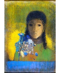 Odilon Redon, Frau mit Feldblumenstrauss.