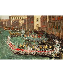 Canaletto (Giovanni Antonio Canal), Regatta auf dem Canale Grande vor dem Palazzo Foscari (Detail).