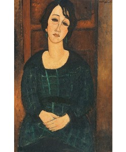 Amadeo Modigliani, Junge Frau in Kleid aus Schottenstoff (Femme en Robe écossaise). 1916
