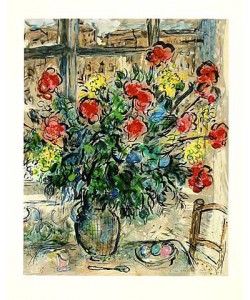 Chagall Marc Strauss vor Fenster, steinsigniert (Lithographie, nummeriert)