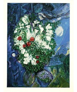 Chagall Marc Liebespaar & Blumen, Prägesig. (Lithographie, nummeriert)