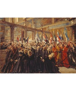 Max Liebermann, Papst Leo XIII. segnet die Pilger in der Sixtinischen Kapelle. 1906