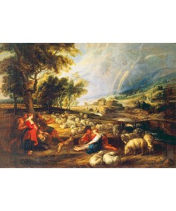 Peter Paul Rubens, Ländliche Szene mit Schafherde und Regenbogen. Ca. 1604-08.