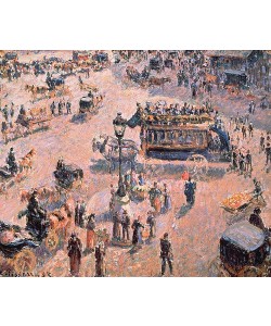Camille Pissarro, Blick auf den Platz Saint-Lazare mit Pferde-Omnibus   1893