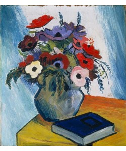 August Macke, Stillleben mit Anemonen und blauem Buch. 1911
