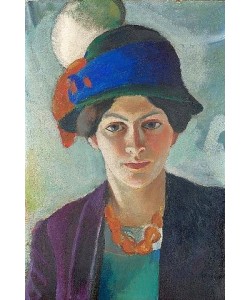 August Macke, Frau des Künstlers mit Hut. 1909