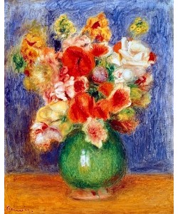 Pierre-Auguste Renoir, Blumenstrauss in grüner Vase.