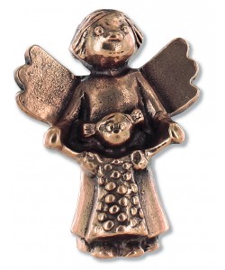 Kerstin Stark, Schutzengel mit Kind, aus Bronze, 6 x 4,5 x 2,5cm