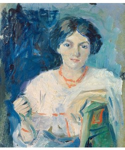 August Macke, Elisabeth Gerhardt auf grünem Stuhl. 1908