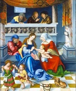 LUCAS CRANACH Der Ältere, Die Heilige Sippe (sog. Torgauer Altar). Mitteltafel. 1509