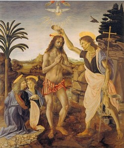 Leonardo da Vinci, Die Taufe Christi. 1469/1480.