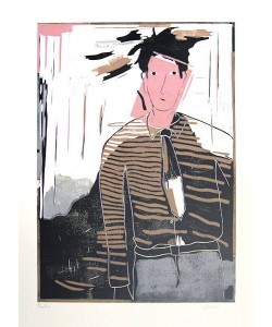 Josati  Person 1 (Linoldruck 2 Platten, 3 Farben, handsigniert)