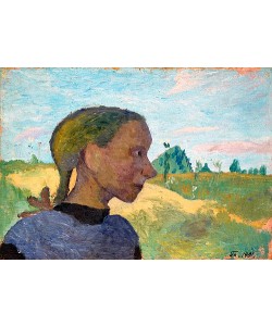 Paula Modersohn-Becker, Mädchenbildnis im Profil vor Landschaft. 1901