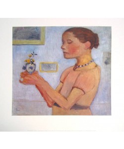 Paula Modersohn-Becker, Junges Mädchen mit gelben Blumen im Glas (Offset)