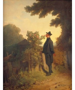 Carl Spitzweg, Der Rosenfreund (oder: Keine Rose ohne Dornen). Um 1845