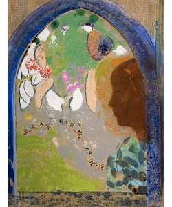 Odilon Redon, Frauenprofil im Fenster. 1903/08