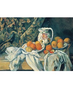 Paul Cézanne, Früchtestillleben mit Vorhang. 1894/95