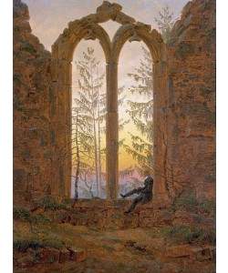 Caspar David Friedrich, Träumender Mann in Kirchenruine.