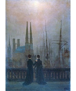 Caspar David Friedrich, Abendlicher Hafen (die Geschwister). 1818/1820.