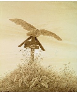 Caspar David Friedrich, Eule auf Grabkreuz. 1836/1837.