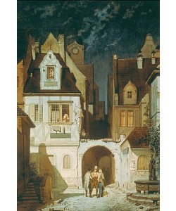 Carl Spitzweg, Stadtwinkel bei Mondschein.