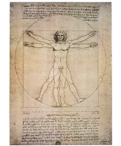 Leonardo da Vinci, Porportionszeichnung, nach Vitruv. 1490