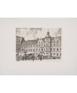 Bruck  Düsseldorfer Markt und Jan Wellem (Radierung s/w)