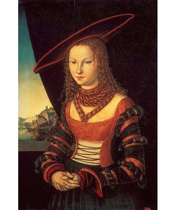 LUCAS CRANACH Der Ältere, Bildnis einer Frau mit grossem Hut. 1526.